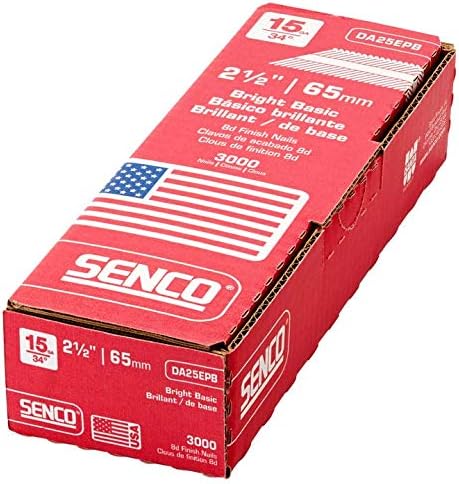 Senco DA25EPB 15 Gauge by 2-1/2 inch Length Bright Basic Finish Nail (3,000 per Box) (Pack of 3)