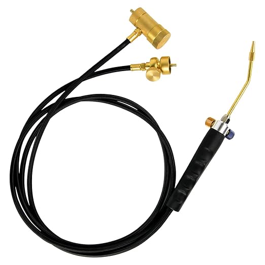 BLUEFIRE Oxypropane Welding Gas Cutting Torch Kit with Flint Lighter and Cylinder Holder Rack - For Jewelers Hvac Map Gas Torch Kit Brazing Mapp Gas Torch, Soldering Oxy Acetylene Torch Kit