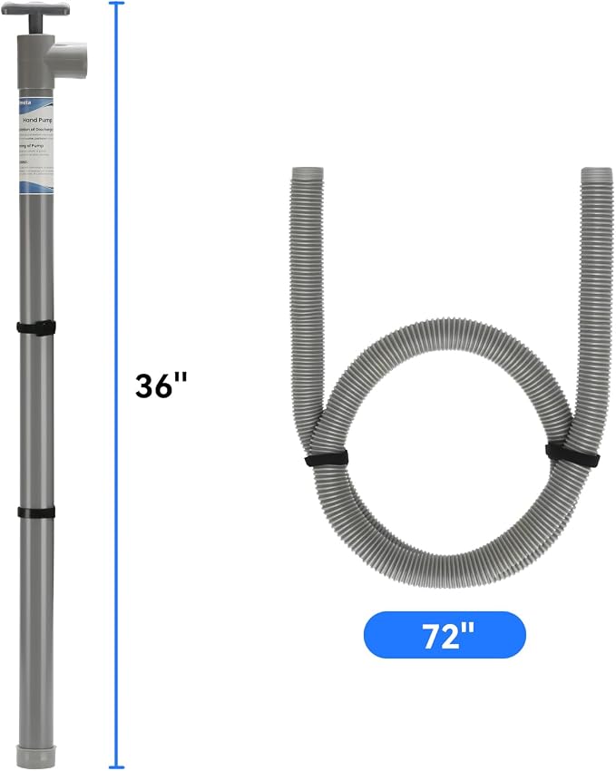 Hand Bilge Pump, Siphon Suction Water Pump 36 Inch Length with 72 Inch Hose, Fluid Transfer, Water Removal