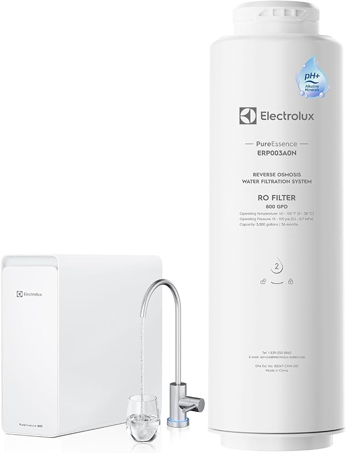 Electrolux PureEssence 800G RO Replacement Filter, 0.0001μm Membrane for Under-Sink Tankless System, Quick-Change Twist-Lock, 3,000 Gallons/Up to 36 Months, Fits PureEssence Wi-Fi 800G