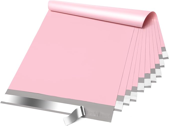 Fuxury Poly Mailers 14.5x19 Inch 200Pcs, Bulk Shipping Bags for Clothing, Strong Adhesive Shipping Envelopes for Small Business Suppliers,Waterproof Mailers Poly Bags Mailing Envelopes Pink