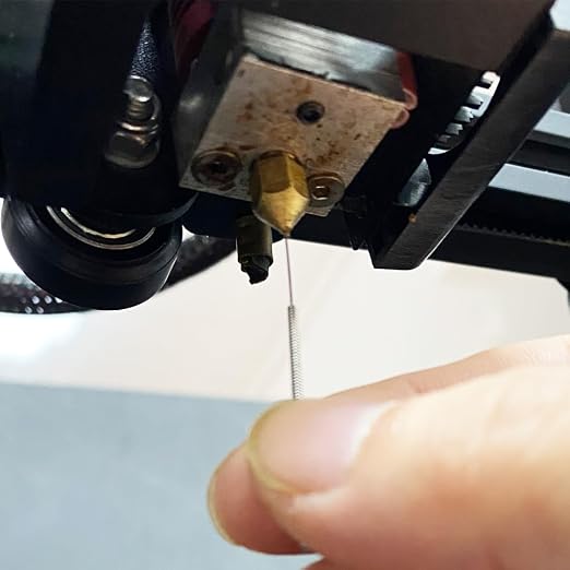 3D Printer Cleaning Kit: 0.35mm Cleaning Needles 5pcs + Curved Hook Straight Hook Tweezers with Soft Sleeve, Getting the Job Done with 0.4mm Nozzles