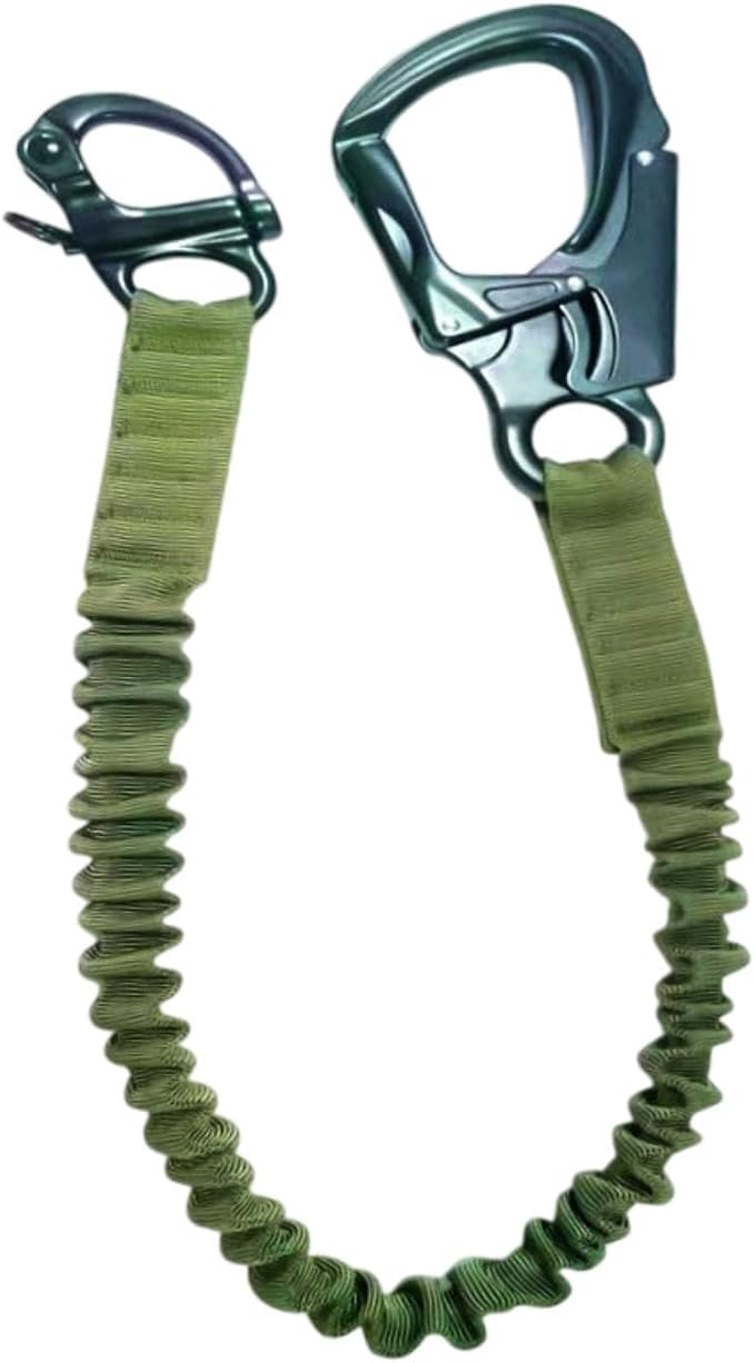 kowaku Fall Protection Lanyard Helo Lanyard Multi Use Professional Climbing Lanyard Elastic Bungee for Roofing Mountaineering, Green