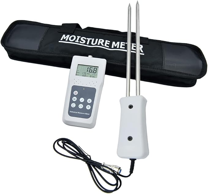 MS680H Double Needle Hay Forage Statistical Moisture Meter Tester 11 inch Probe With Data Storage Function
