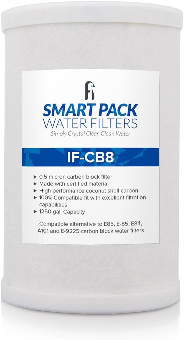 Smart Pack Water Filters CB8 Carbon Block Filter – Direct Replacement for Amway E-84, E-85, A101, E-9225 – Made with NSF Certified Coconut Shell Carbon