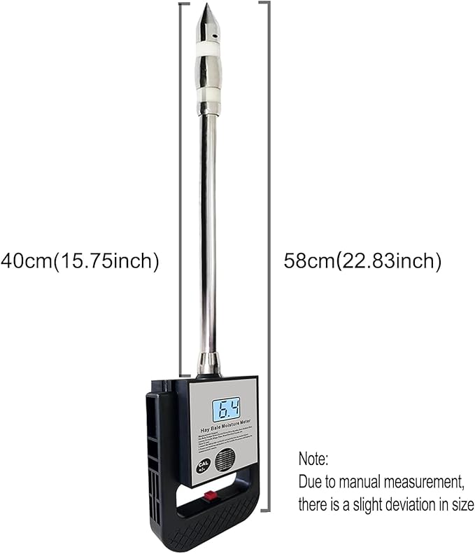 Digital Portable Hay Moisture Meter Tester with 15.7" Probe for Hay Bales,Cereal Straw,Bran,Emperor Bamboo Grass,Alfalfa,Fibre,Forage Grass,Soybean Meal,Leymus Chinensis,Hay Moisture Testing
