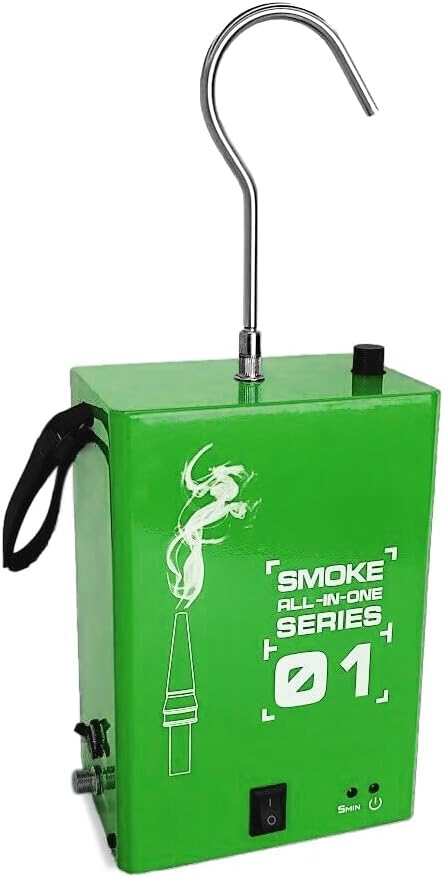 Automotive Smoke Machine - EVAP Leak Detector with Built-in Air Compressor, EVAP Service Port Adapter, OEM Approved Smoke Fluid - Model 01 – EVAP Vacuum Exhaust Smoke Detector Tools Kit - Green