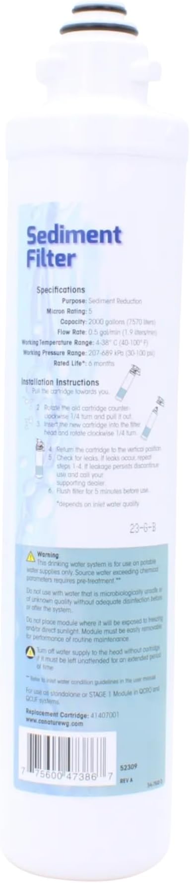 Aqua Flo 41407001 Sediment Filter – Quick Change Pre-Filter for Aqua Flo Platinum QCRO 4-Stage RO Systems – 5 Micron, High-Performance Cartridge, Easy Twist-Lock Install | For QCRO and QCUF Reverse Osmosis Under Sink Systems, Quick Change Easy Twist-Lo...