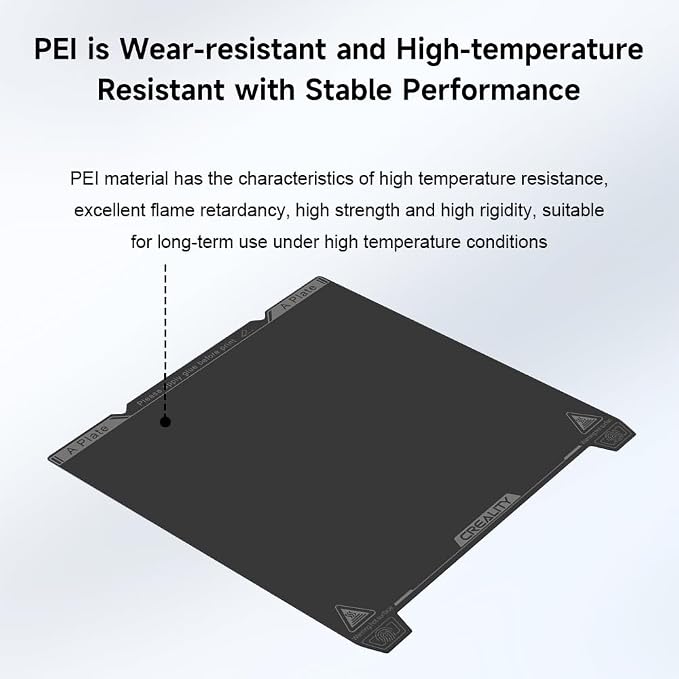 Creality Official K1 Max Build Plate PEI Sheet, 315x310mm Smooth Removable Flexible Spring Surface Excellent Heat Resistance Heated for Ender 3 S1 Plus/K1 Max/Ender 3 V3 Plus(Without Magnetic Base)