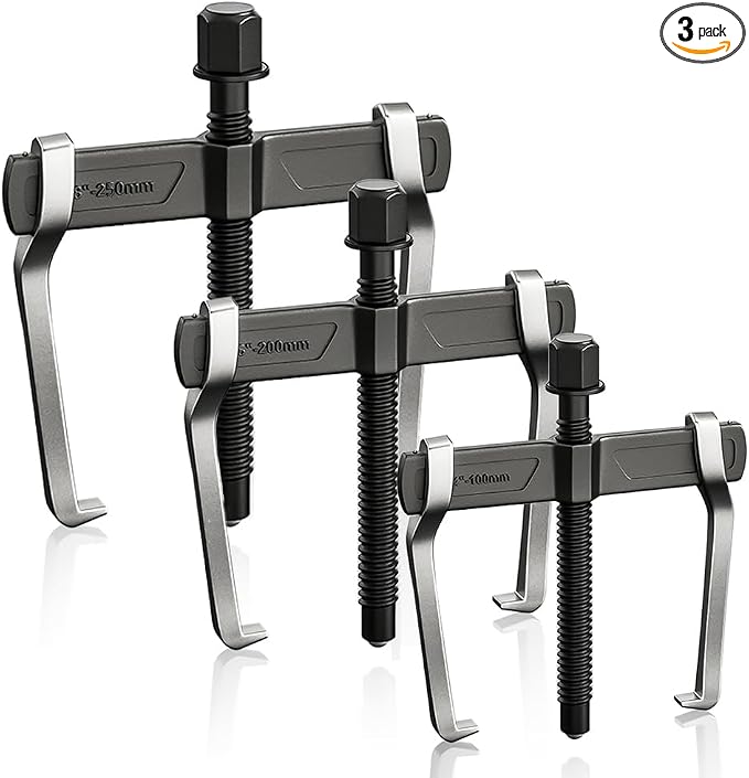 XIIW 2 Jaw Gear Puller Set, 4'' 6'' 8'' CR-V Steel Bearing Puller Gears Tool Adjustable, 2 Claws Puller Kit for Removal of Pulley Flywheel Bearings Gears