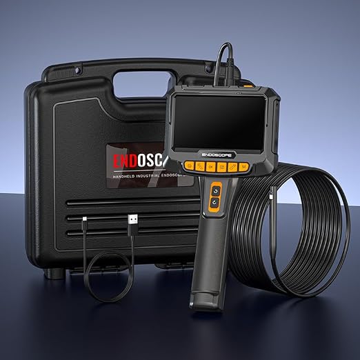 Borescope with Dual Cameras Rotating 360°, 5.0 MP Pixel HD Camera, 5 Inch IPS Screen, 16.5 ft Snake Pipe Inspection Endoscope for Automotive and Aircraft Mechanical Video Inspection Scope