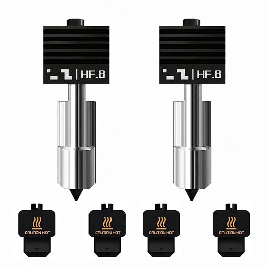Bamboo Lab 2-Pack Enhanced-Flow Hardened Steel Nozzle Set for Bambu Lab H2S / H2D / H2D Laser – High-Speed Extrusion, Rapid-Melt Zone Upgrade (0.8mm)
