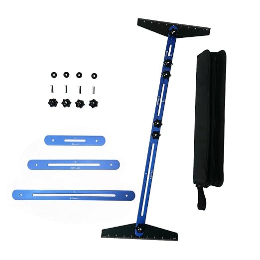 Stair Tread Template Tool, Aluminum Alloy Stair Measuring Tool, Stair Gauge Set Shelf Layout Measuring Scribe Tool for Stairs, Risers, Partitions, Self and Cutting Drywall(Blue)
