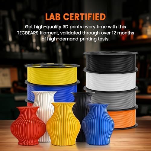 TECBEARS PETG Filament 1.75mm 1KG, 3D Printer Filament PETG Black, Strong Toughness, 1KG(330M) Filament High Precision, Dimensional Accuracy ±0.02mm, Black