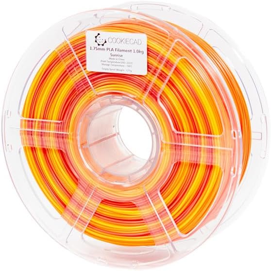 Cookiecad PLA Filament 1.75mm 1kg Rainbow Multicolor 3D Printer Filament - Sunrise PLA