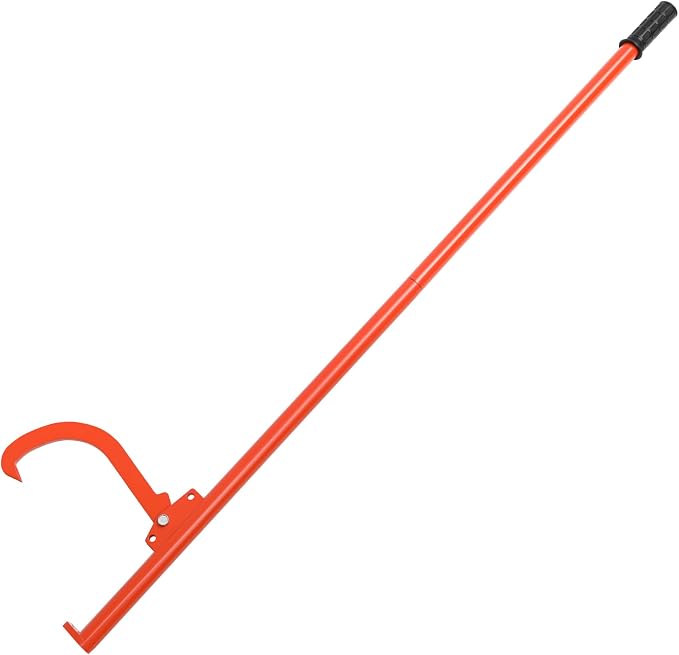 60" Long Handle Log Lifter, Adjustable Heavy Duty Log Roller, Cant Hook with Rubber Grip, Logging Tool for Rolling Log (Orange)