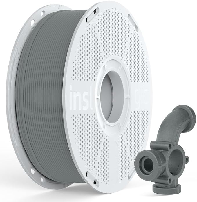 Inslogic PA6-GF25 Nylon Filament Reinforced with Glass Fiber 1.75mm, High-Temp 3D Printing Material with 210°C HDT, 1kg Spool Filament, Tough & Heat-Resistant, for Industrial FDM Printers (Grey)