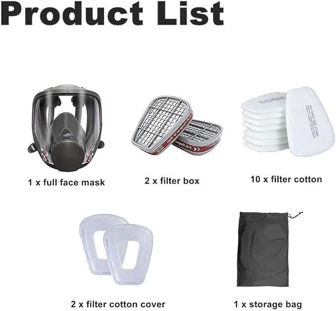 Full Face Respirator Mask with Filters,Reusable Gas Mask for Painting,Welding,Woodworking,Sanding,Spraying