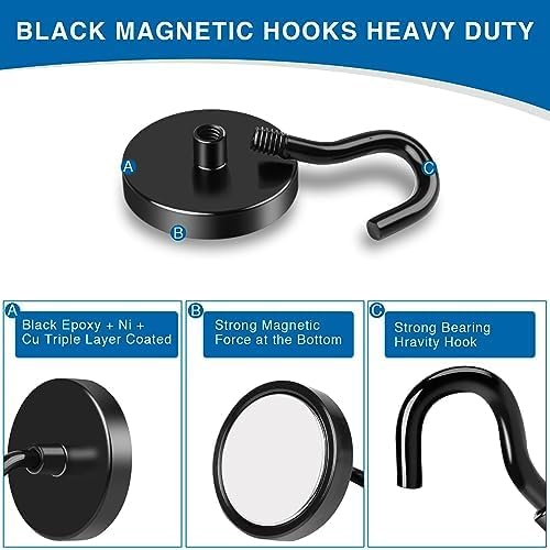 LOVIMAG Magnetic Hooks, Cruise Essentials 2026, 12 Pack-30LBS | Heavy Duty Strong Magnet Hook for Cruise Cabin, Refrigerator Fridge, Ship, Classroom, Kitchen Grills, Black