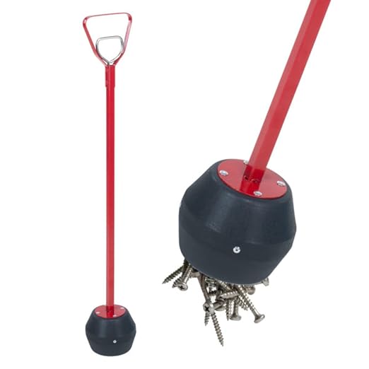 Magnetic Pickup Tool – Large Magnet with 25lb Pull, 27.5-Inch Reach, and Quick Release Handle – Workshop Floor Sweeper by Stalwart