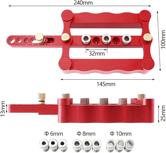 Joywayus Self Centering Dowelling Jig with Pocket Inclined Hole Jig, Metric Standard 6/8/10mm Dowels Jig Accessories, Wood Dowel Hole Drilling Guide Woodworking Positioner Locator Update Wavy Design