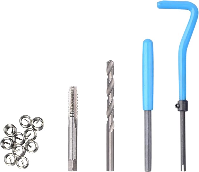 DAYUAN 131Pcs SAE Thread Repair Kit, HSS Drill Helicoil Kit Standard | SAE 1/4"-1/2" Sizes，Repairs Stripped & Damaged Threads，High-Speed Steel Tools，45# Steel Inserts，Storage Case