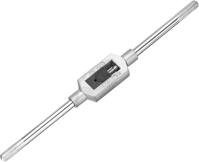 uxcell Adjustable Tap Wrench Handle, for Metric M6-M25 W1/4-1 Taps, Thread Tap Holder Reamer Hand Tapping Tool for Machinist Repair, Medium Carbon Steel Handle with Nickel Plated