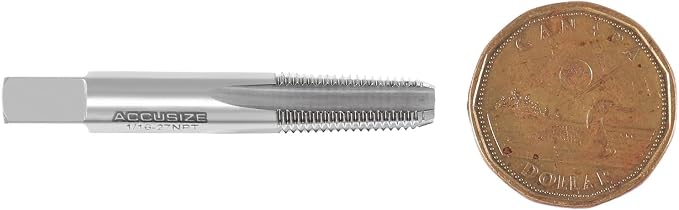 Accusize 1/16"-27 HSS Taper Pipe Tap - NPT, NPT-116 | 1/16"-27, 4 Flutes, 2-1/8" OAL, HSS Taper Pipe Tap - NPT