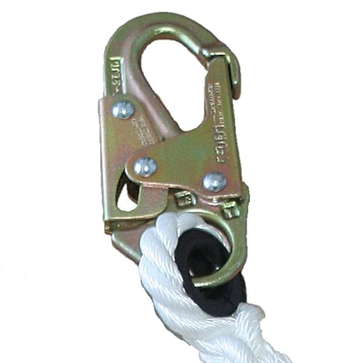 Peakworks Fall Protection Restraint Lanyard with Rope, Snap and Form Hooks, 6 ft. Length, White, V8151206