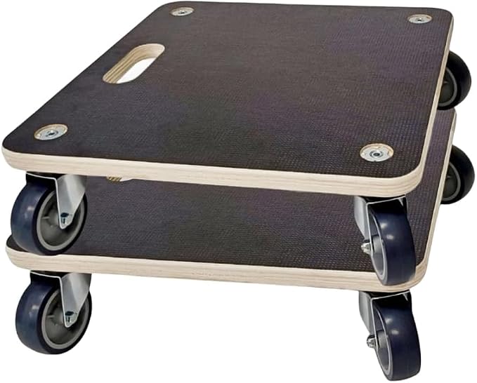 Hardwood Furniture Moving Wooden Dolly with 4 Rubber Silent Wheels,15 Inch Securely Holds 2204 Lbs Heavy Duty Rolling Mover for Piano Couch Fridge Washing Machine Big Plant, 2 Packs