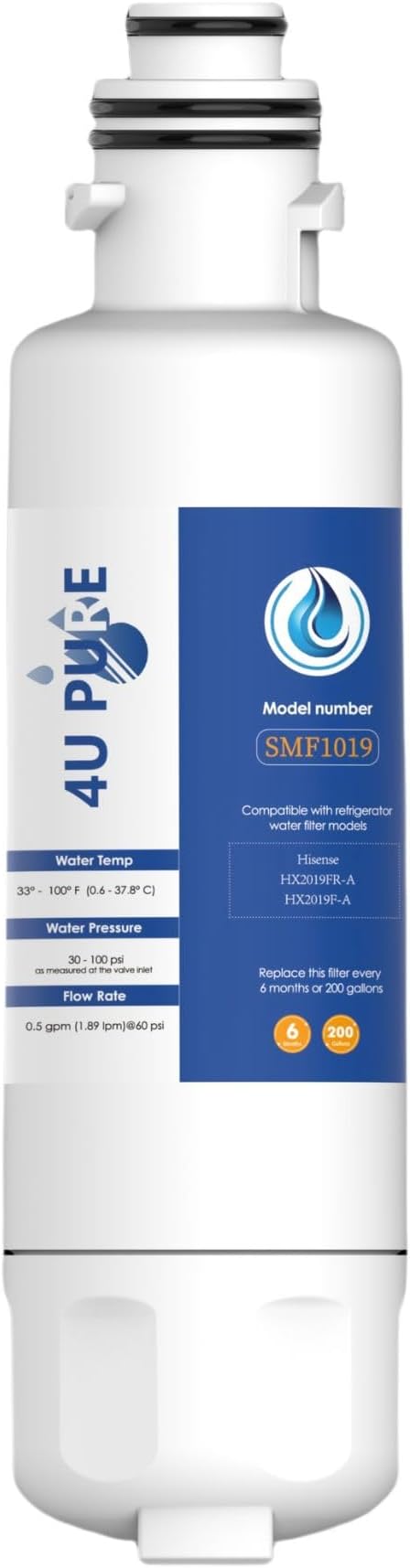 HX2019F-A HX2019FR-A Water Replacement, Compatible With Hisense HRM260N6TSE, HRFD560SW, HRCD585BW, HRFD634BW, HRCD650BW, HRCD586TBWB and Mora MRM260N6TSE, 1 Count