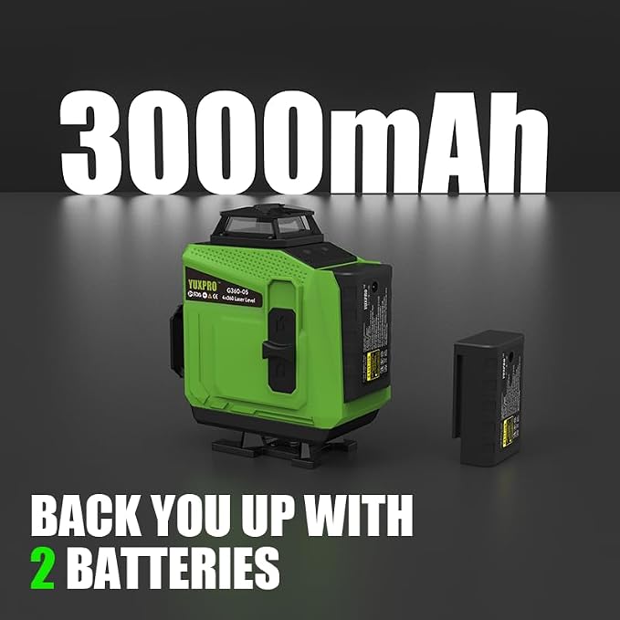 360 Laser Level for Tiling, Floor, Wall & Ceiling Alignment – Self-Leveling Horizontal & Vertical Cross Line Laser with Hard Case