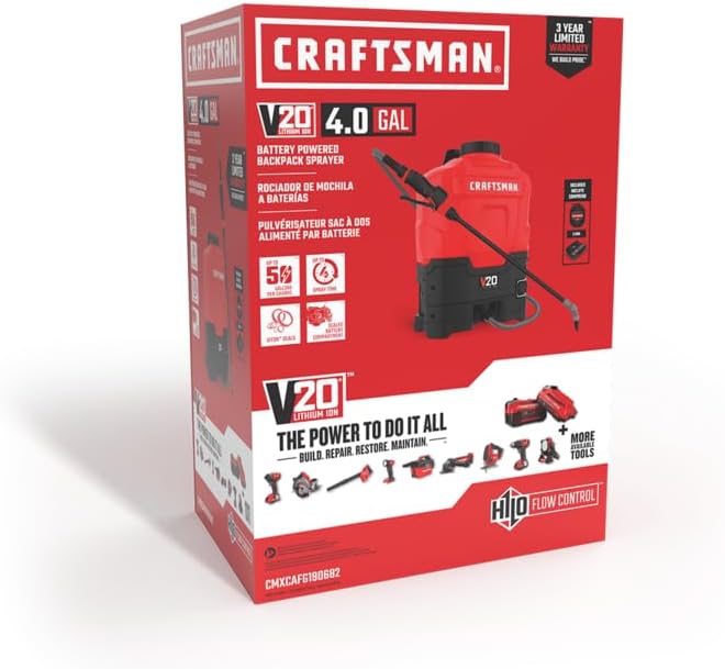 CRAFTSMAN 20V* Lithium-ion Battery Powered 4 Gallon Backpack Sprayer