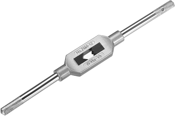uxcell Adjustable Tap Wrench Handle, for Metric M4-M12 W5/32-1/2 Taps, Thread Tap Holder Reamer Hand Tapping Tool for Machinist Repair, Medium Carbon Steel Handle with Nickel Plated