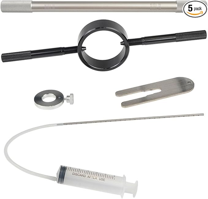 Motorcycle Fork Service Tool Kit 3-in-1, Fork Oil Level Tool, Fork Spring Compressor and Damper Rod Bleed Tool