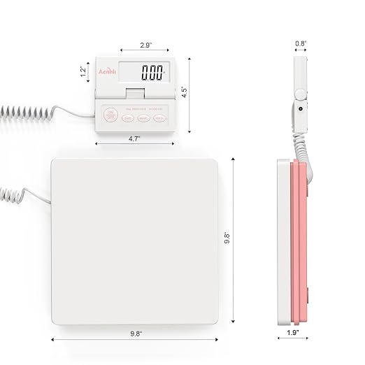 Postal Mail Scales for Shipping, 110LB(50KG) Scale for Package, Three Functions: Tare,Mode and Hold, Individual Flexible Panel,with Manual and Adapter