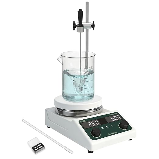 LHS-300 Magnetic Stirrer Hot Plate, 300°C/572°F, 5L, 200-1500RPM | 5.5in plate mixer, timer 1min-99h, probe, stand, stir bar & recycler set, for lab heating & mixing