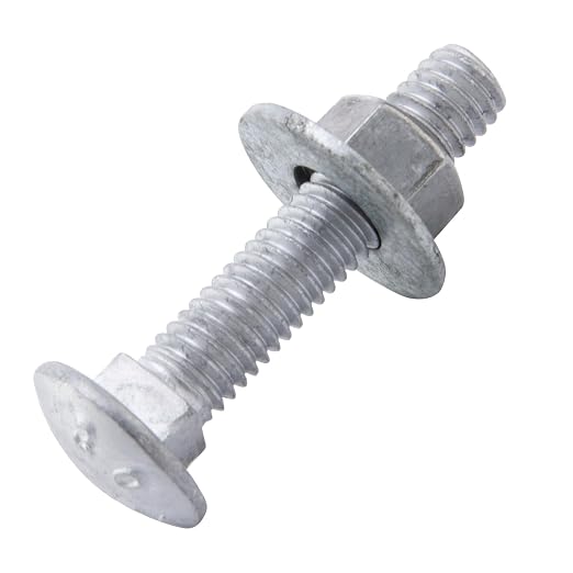 1/2" x 2" Carriage Bolts (25 PCS), Hot Dip Galvanized, Heavy Duty Round Head with Washers and Nuts