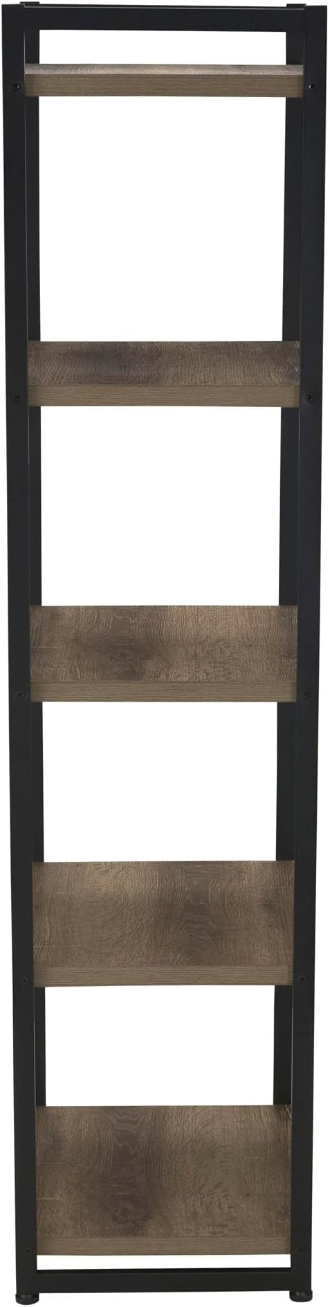 Household Essentials 5 Tier Storage Tower Metal, Grey Shelf – Black Frame, Ashwood
