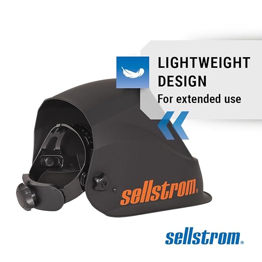 Sellstrom Lightweight,Ergonomic Design,Nylon,Extra Large Blue Lens Technology,All-Day Comfort,Excellent Optical Clarity,Premium Welding Helmet with ADF Technology,Black/Orange,7'Wx 13'H x 5'L,S26400