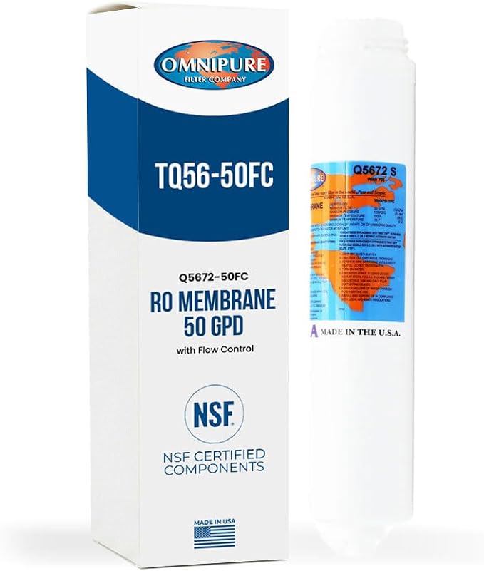 Omnipure Q5672-50FC RO Membrane – 50 GPD Element with Flow Control for PuROTwist 4000 and PT 3000 Reverse Osmosis Systems, Easy to Install, Thin Film Membrane for Reverse Osmosis Filtration
