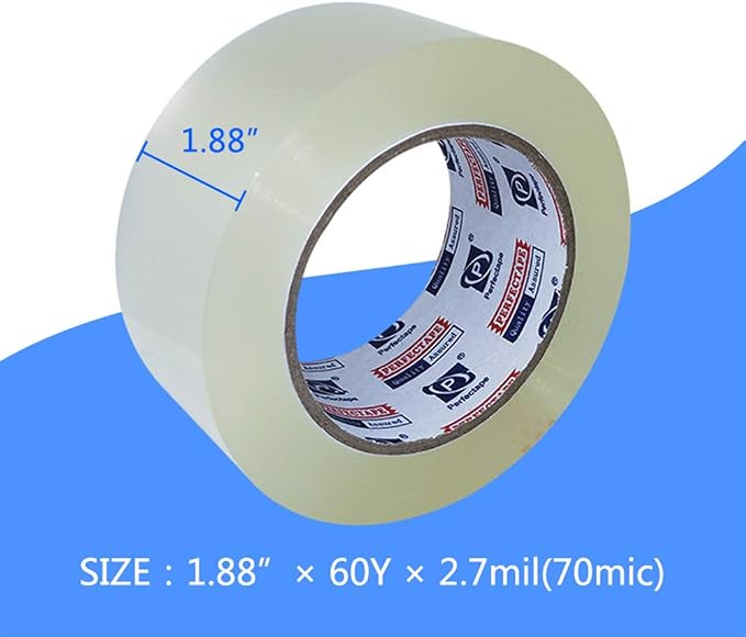 P PERFECTAPE Heavy Duty Packing Tape 36 Rolls, Total 2160Y, Clear, 2.7 mil, 1.88 inch x 60 Yards, Ultra Strong, Refill for Packaging and Shipping