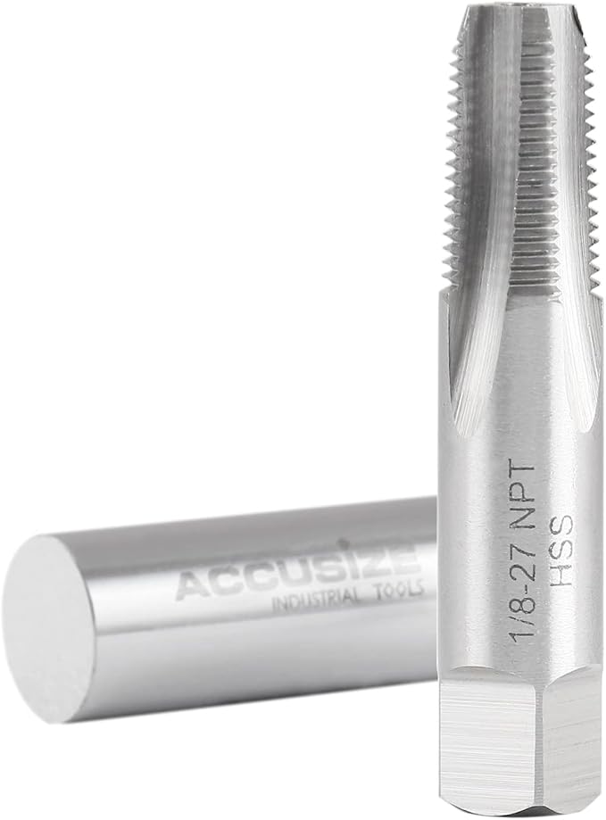 Accusize 1/8"-27 HSS Taper Pipe Tap - NPT, NPT-18 | 1/8"-27, 4 Flutes, 2-1/8" OAL, HSS Taper Pipe Tap - NPT