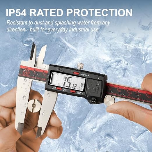 VINCA IP54 Grade Digital Caliper, DCLA-1205 12 Inch/300mm, Inch/Millimeter/Fraction Conversion, Stainless Steel, Large LCD Screen