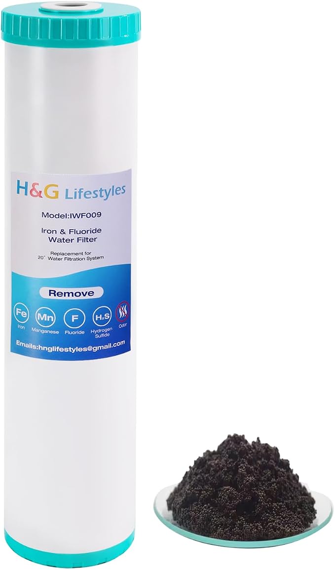 H&G Lifestyles Iron & Manganese Water Filter Cartridge for Well Water | 4.5 x 20 Whole House Water Filtration System,Compatible with 20 Inches Water Filter Housing