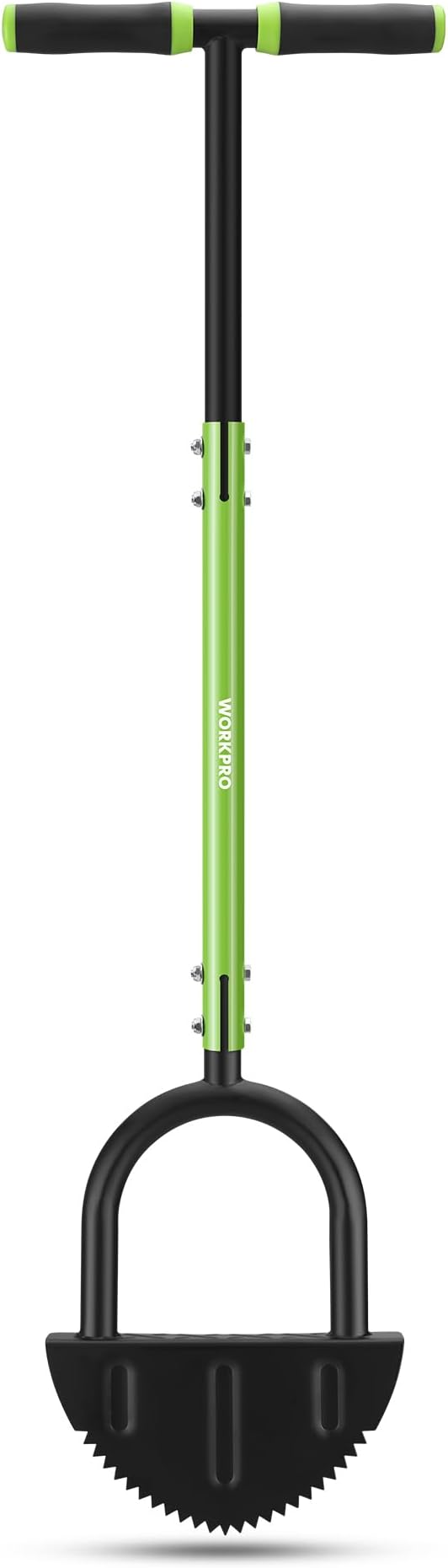 WORKPRO 40-Inch Edger Lawn Tool, Half Moon Saw Tooth Lawn Edger | Half Moon Saw-Tooth Steel Blade, Wide Footplate, Ergonomic T-Handle, Manual Garden Edger For Lawn, Sidewalk & Landscaping