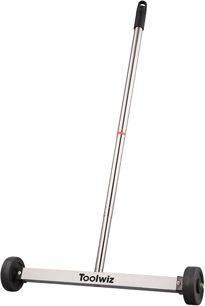 Toolwiz Magnetic Pick Up Sweeper 17-inch Heavy Duty Magnet Pickup Lawn Sweeper Roofing Tools, 8.8 Lbs Yard Tools with Smooth Wheels to Clean Nails for Construction