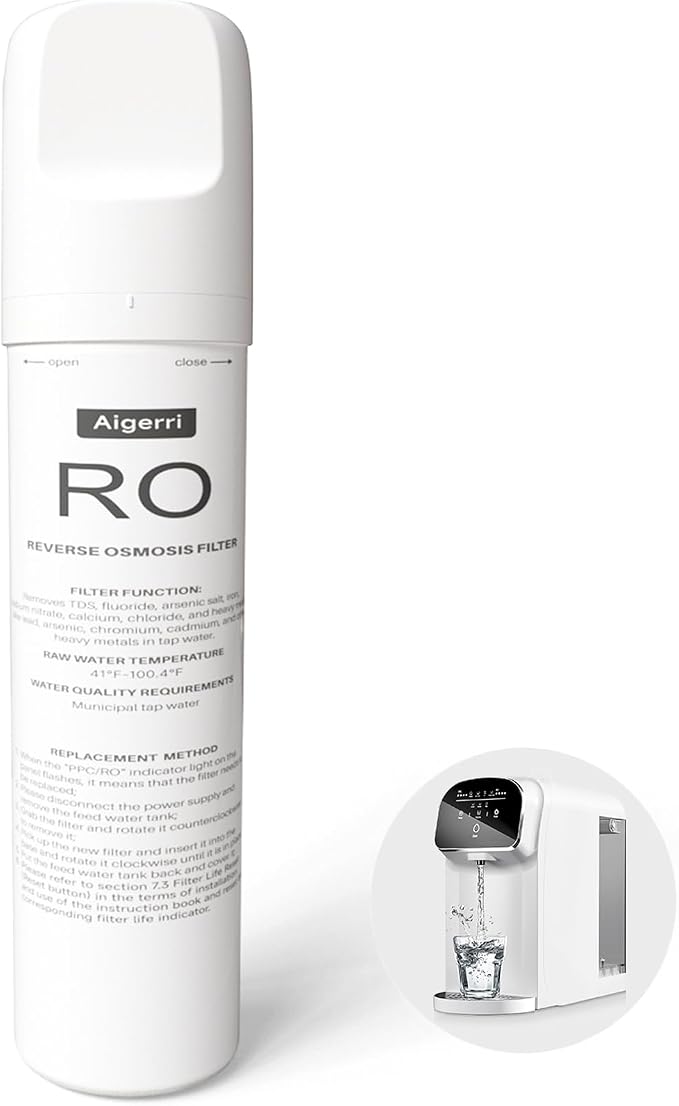 Aigerri RO Filter Replacement Cartridge – Quick Twist-In Design, No Tools Needed, 120-210 Day Lifespan, Compatible with Countertop RO Water Filtration System, Model Number: TJYJ001
