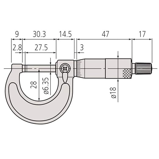 Mitutoyo 103-140-10 Outside Micrometer, Baked-enamel Finish, Ratchet Stop, 75-100mm Range, 0.01mm Graduation, +/-0.003mm Accuracy | 0.01mm Graduation, Ratchet Stop, +/-0.003mm Accuracy, Baked-Enamel Finish, Carbide Facing