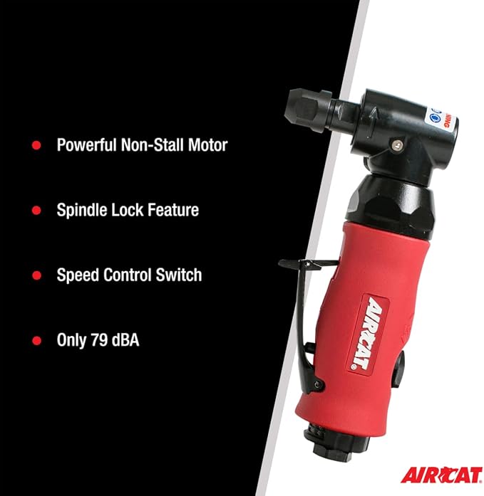 AIRCAT Pneumatic Tools 6280 .75 HP Angle Die Grinder with Spindle Lock 18,000 RPM